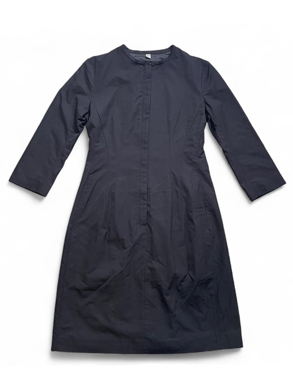 Uniqlo Collarless 3/4 Sleeve Knee Length Dress in Black